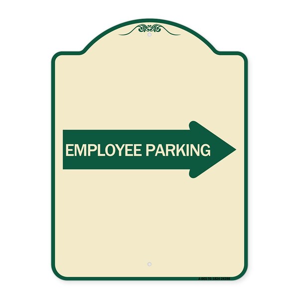 Signmission Employee Parking With Right Arrow Heavy-Gauge Aluminum Architectural Sign, 24" x 18", TG-1824-24398 A-DES-TG-1824-24398 - main